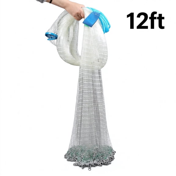 Hand Cast Net, Nylon Fishing Net, Steel Chain Sinkers ,12FT Radius Hand Throw Cast Net For Bait Fishing Saltwater Freshwater