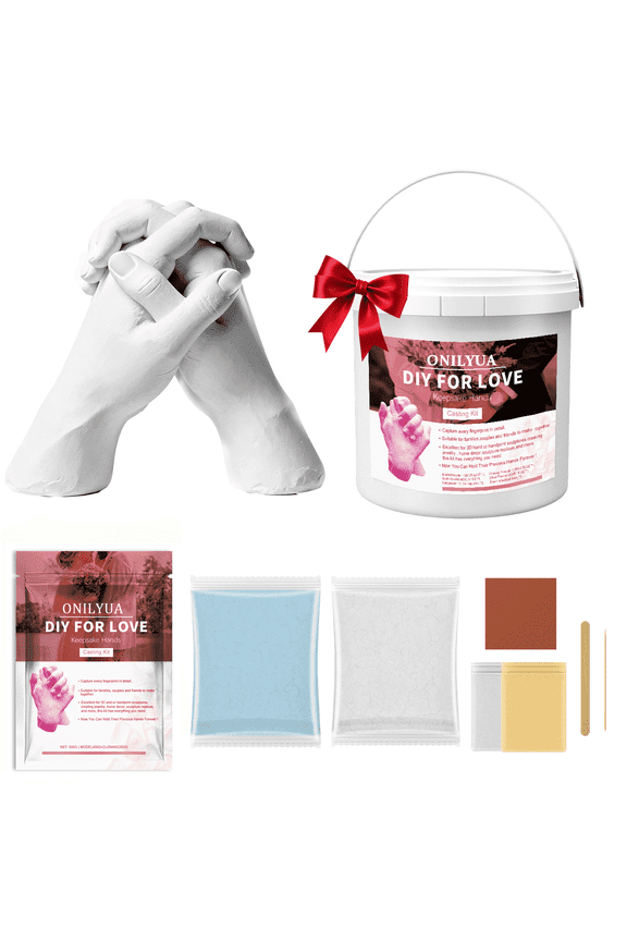 Hand Casting Kit – Couples Easy DIY Plaster Mold Kit with Base & Practice Kit, Romantic Keepsake Gift for Anniversary, Wedding, Birthday, Valentine’s Day,Non-Toxic,Safe for Adults