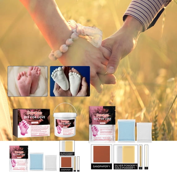 Hand Casting Kit DIY Couple Keepsake Set - 3D Hand Foot Plaster Replica , Gold & Silver , Tools - Personalized Family Souvenir, Gift, Home Decor - 100g Each