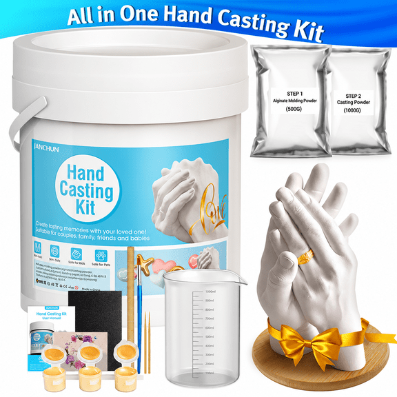 Hand Casting Kit, DIY Plaster Hand Mold Sculpture Kit for Couples Family Baby, Complete Hand Molding Keepsake Craft Set