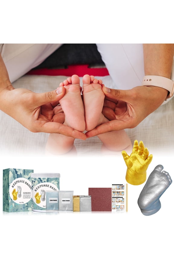 Hand Casting Kit DIY Plaster Statue, QQZ Complete Handprint Keepsake for Newborns, Family Memory Craft Kit with Modeling Powder Sandpaper for Baby Hands Feet
