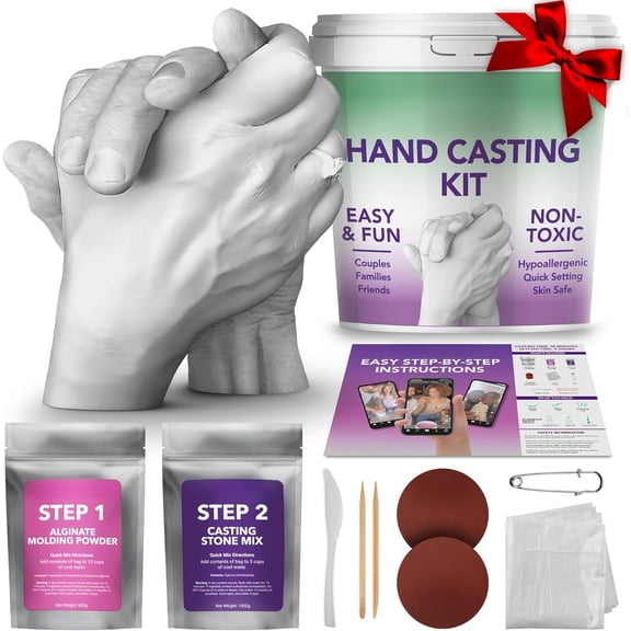 Hand Casting Kit – The Original Hand Mold Kit for Couples – Christmas Gifts for Women, Bridal Shower, Wedding, Engagement Gifts Her Him Anniversary Men Mom Wife Husband Boyfriend Girlfriend