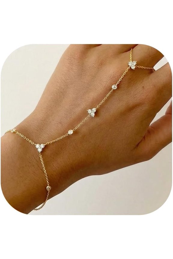 Hand Chain Bracelet Gold Ring Bracelet Hand Chain for Women Trendy Jewelry Birthday Gifts[c3734]