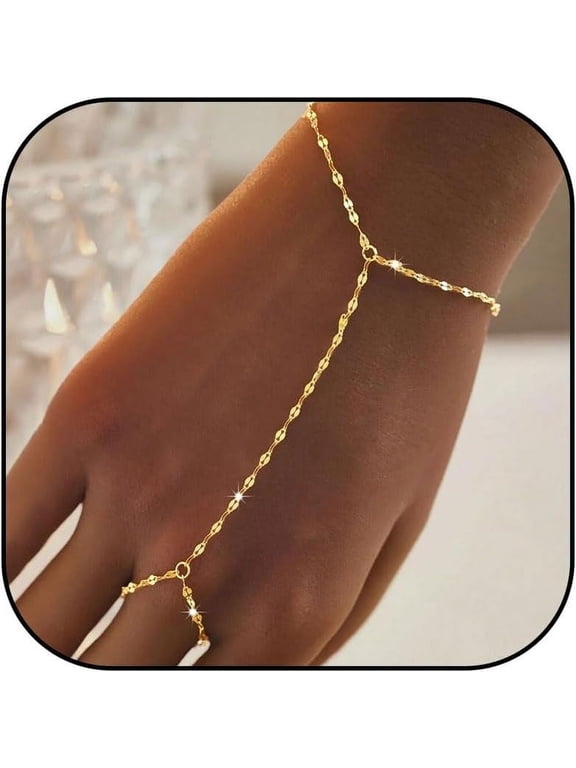 Hand Chain Bracelet for Women Dainty Gold Bracelets Trendy Ring Bracelet Hand Chain Hand Jewelry Gifts for Women