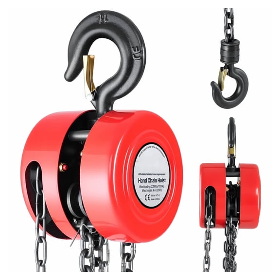 Hand Chain Hoist 1 Ton 2200lbs - G70 Chain, 20ft Lift - Heavy Duty Manual Chain Block for Garage, Warehouse, Automotive Lifting