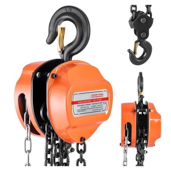Hand Chain Hoist 2 Ton - 4400 lbs Capacity, 20 ft Lift - G80 Chain Block for Garage, Warehouse, Automotive Lifting
