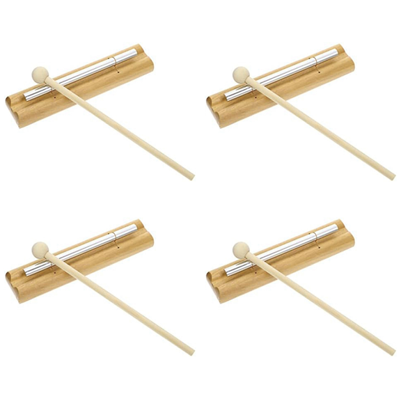 Hand Chimes 4 Phoneme Percussion Instrument Musical Toy Wooden Wind Chime Music Teacher Tools Hand Bell Chime,4 x Hand Chime 4 x hammer,As Shown