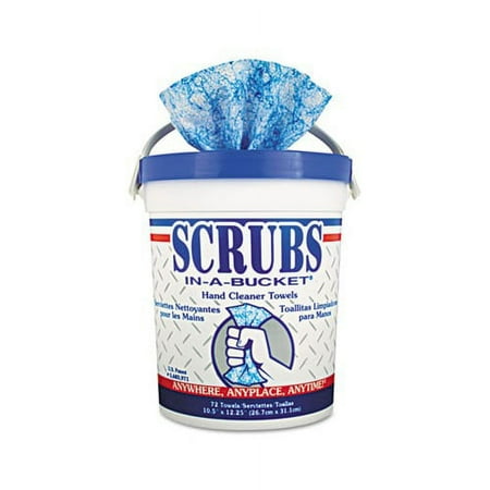 Hand Cleaner Towels Cloth, 10 x 12, Blue/White, 72/Bucket