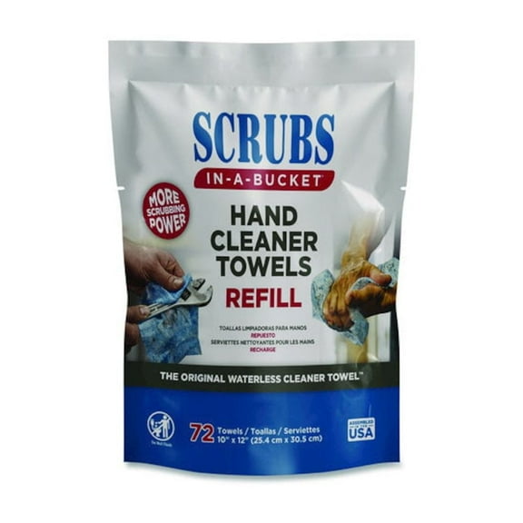 Itw Pro ITW42270 10 x 12 in. Hand Cleaner Towels Scrubs in a Bucket Refill - 1-Ply, Blue & White - Pack of 6