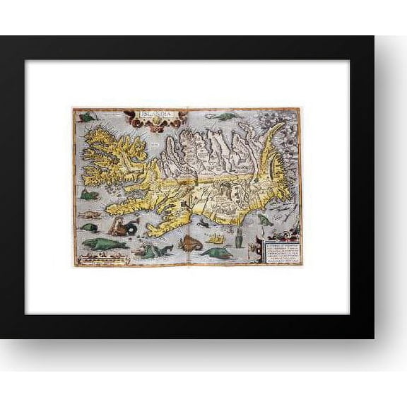 Hand Colored Map Of Iceland 18x15 Framed Art Print by Ortelius, Abraham