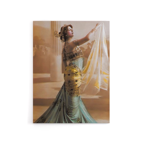 Hand Coloured Portrait Dancer Spy Mata Hari Canvas Wall Art Print 12X16"
