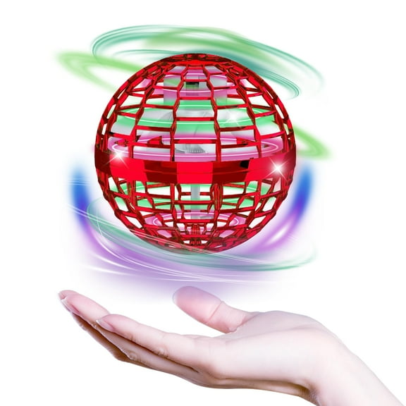 Hand Controlled Hover Ball, 2025 Upgraded Flying Orb Toy with LED Lights, Gesture Sensor Drone for Indoor Outdoor Kids Gifts, Safe & Durable,Cool Toys Gift for Kids Boys Girls Age 6+(1PC,Red)