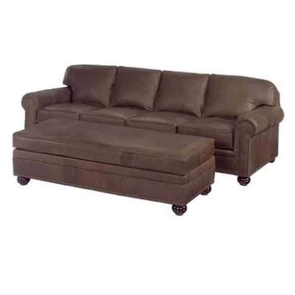 Hand-Crafted 4-Seat Leather Sofa, Chocolate Brown