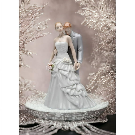 Hand Crafted Ceramic Groom Kissing Bride Wedding Figurine 3.75x3x5.75 Inches