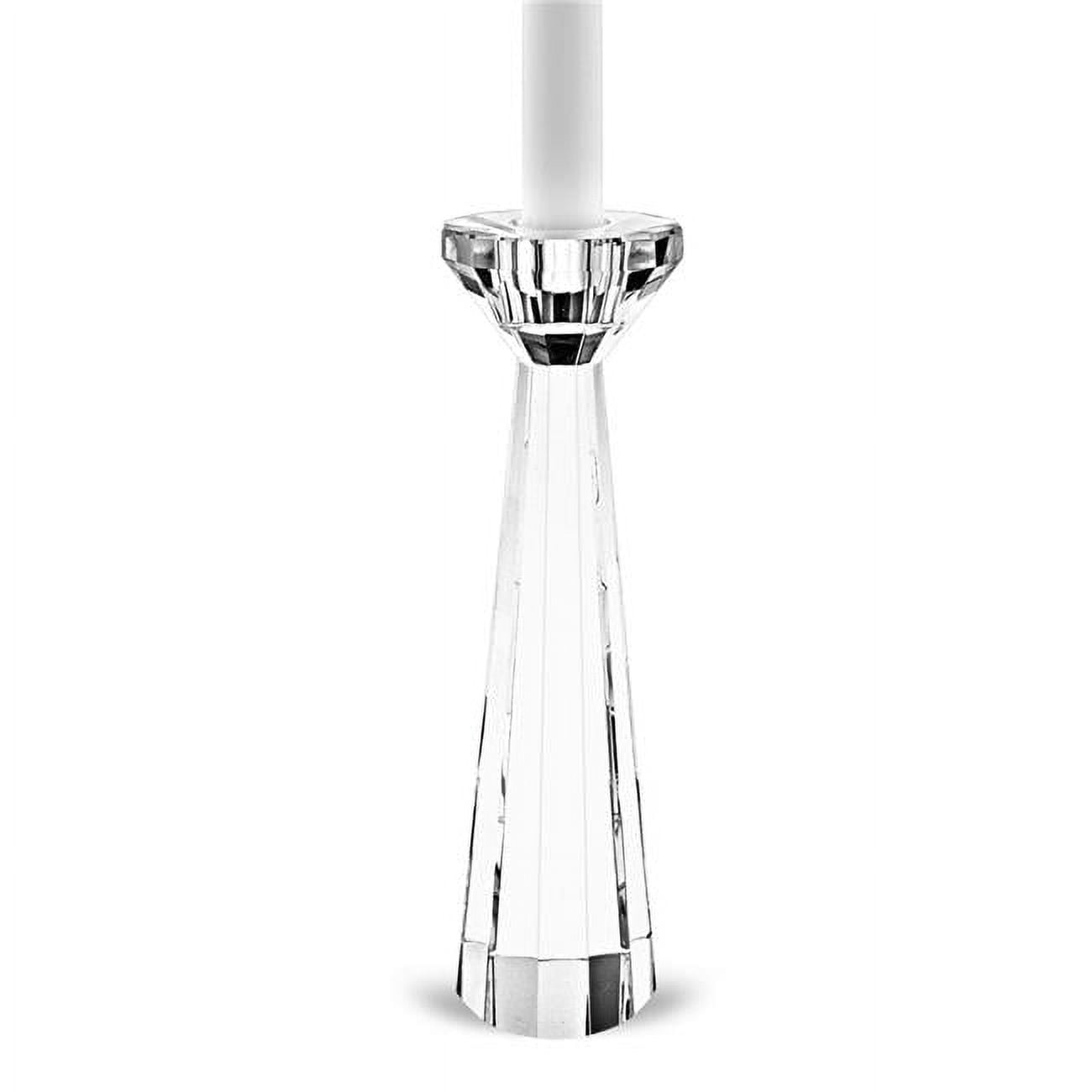 Hand Crafted Crystal Pair Of Faceted Candle Holders Hand Crafted Crystal Pair Of Faceted Candle Holders