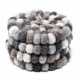 thumbnail image 1 of Hand Crafted Felt Ball Coasters from Nepal 4-pack, Multicolor Greys, 1 of 2