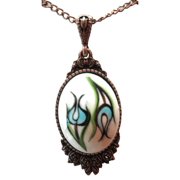 Wear Sierra Womens Handcrafted Floral Pendant Necklace, Hand Painted Tile Art Jewelry, Copper Chain, Unique Turkish Artisan Gift