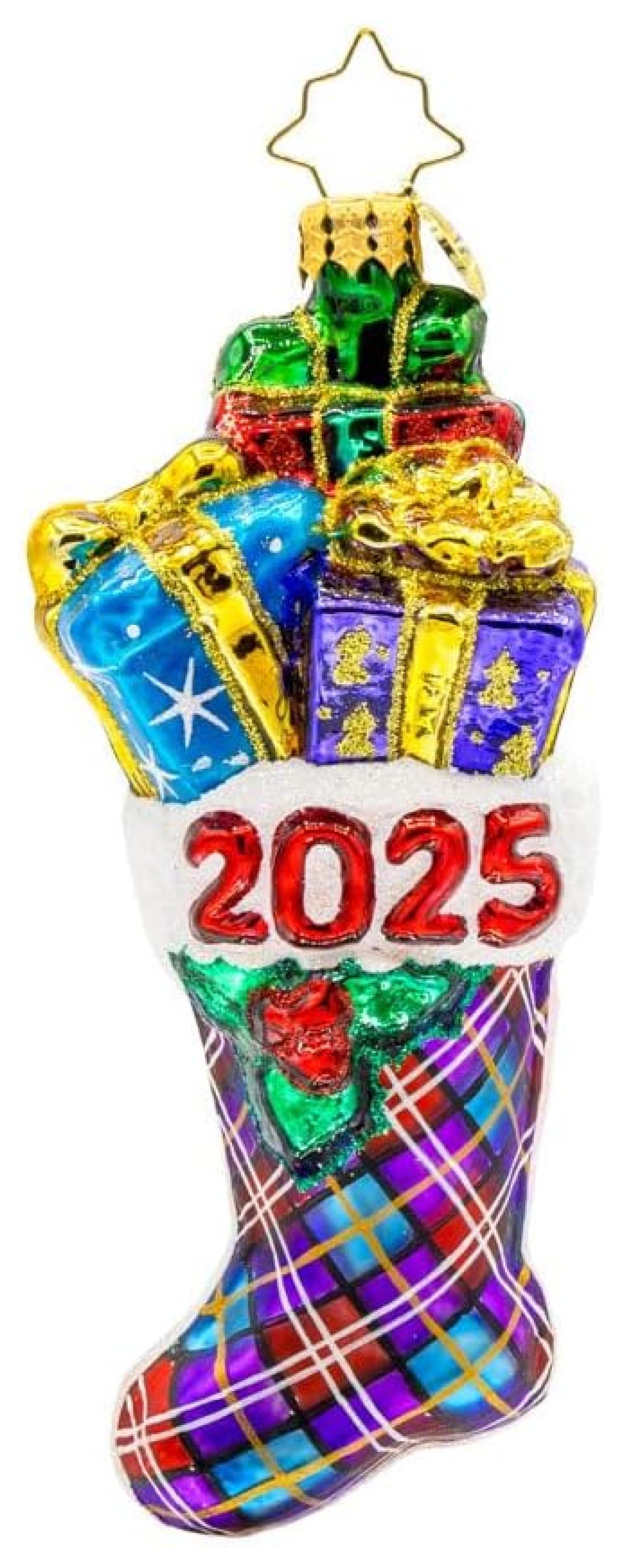 Hand-Crafted Glass Christmas Ornament 2025, Stacked Joy Holiday Decor ...