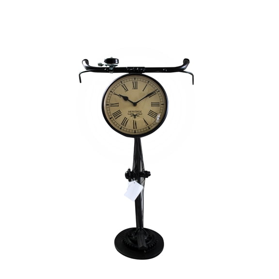 Hand Crafted Iron Floor Clock made from a Bicycle, Black