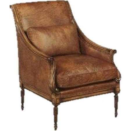 Hand-Crafted Leather Accent Chair, Chestnut Finish, USA