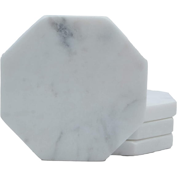 Mela Artisans White Marble Octagon Coasters 4 Count