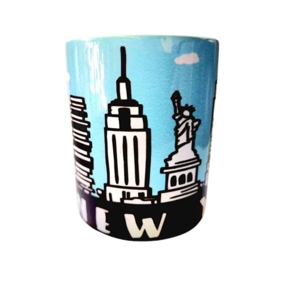 Hand Crafted New York City Skyline showing iconic buildings souvenir ceramic mug