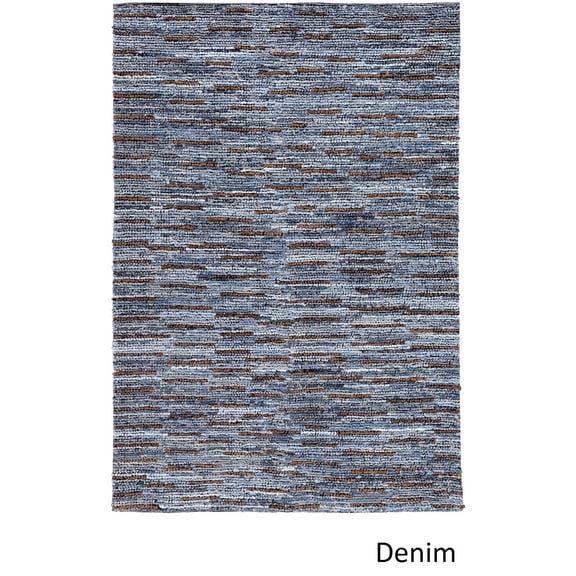 Hand Crafted Rossington Denim/Leather Area Rug (5' x 7'6)