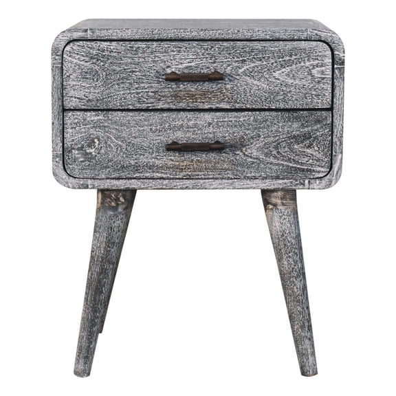 Hand - Crafted Sandblasted Ash Curved Bedside / Add Nordic Charm to Bedroom