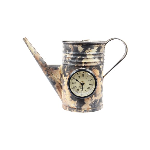 Hand Crafted Table Clock made from Iron Watering Can, Camo White