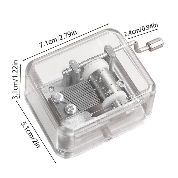 Hand Crank Acrylic Music Box, Happy Birthday Tune Desktop Gift B