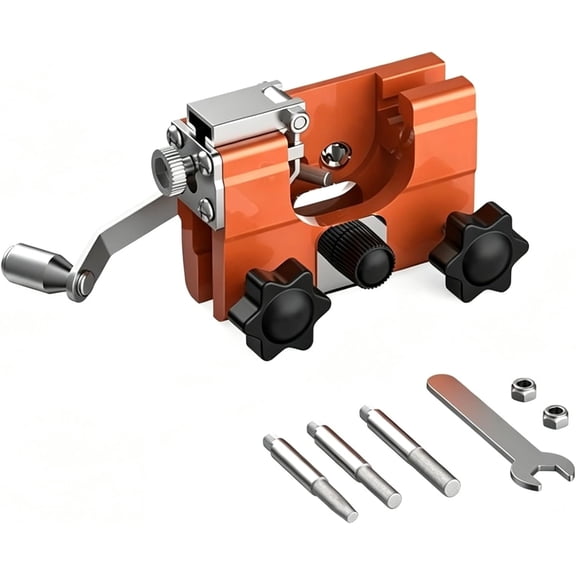 Hand Crank Chainsaw Sharpener Jig with 5 Grinding Bits, Universal Portable Chain Saw Sharpening Tool Kit for All Chainsaws, Easy to Use