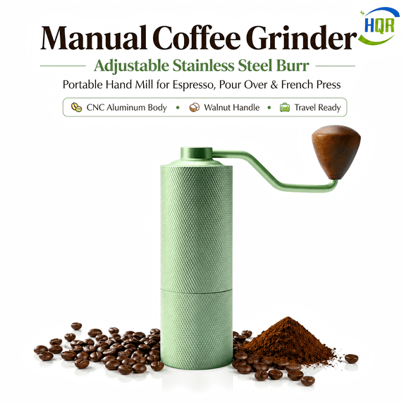 Hand Crank Coffee Grinder, CNC One-Piece Cutting Nickel Grinder, A Must-Have At Home, Great Gift
