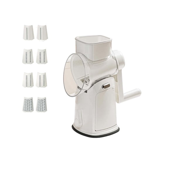 Hand Crank Drum Vegetable Slicer, Multi Blade Manual Grater Cutter Tool, Rotary Food Shredder For Potato Carrot Cheese, Kitchen Prep Cooking Cutting Device