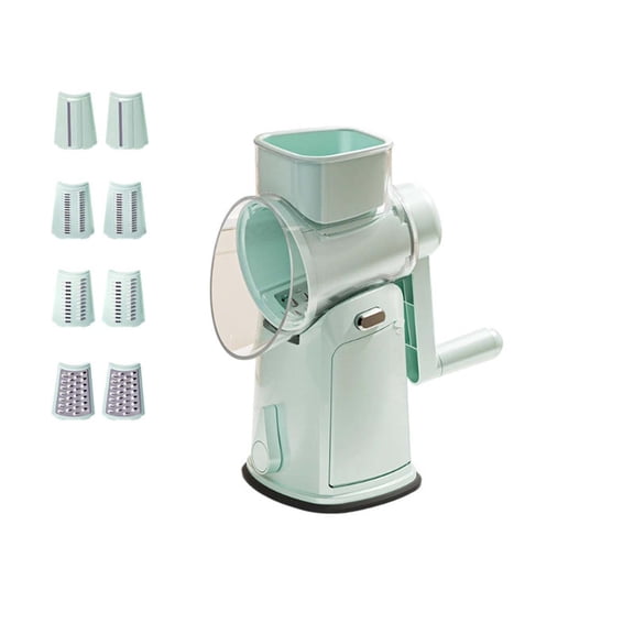 Hand Crank Drum Vegetable Slicer, Multi Blade Manual Grater Cutter Tool, Rotary Food Shredder For Potato Carrot Cheese, Kitchen Prep Cooking Cutting Device