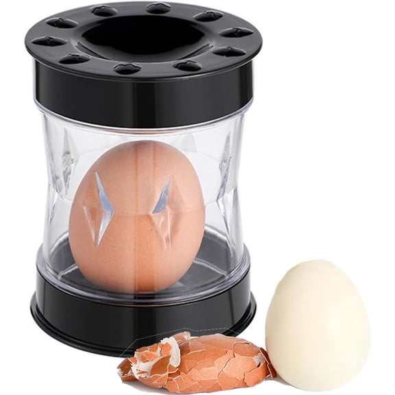 Hand Crank Egg Sheller - Easy Egg Peeler Tool for Quickly Removing Shells from Hard-Boiled Eggs, Kitchen Gadget (Black)
