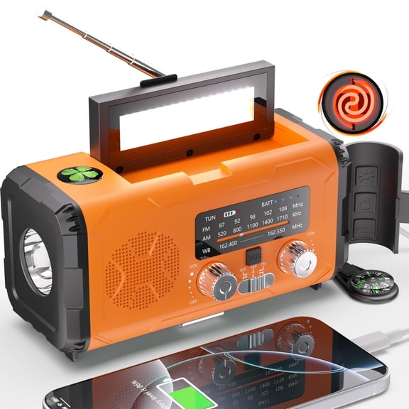 Colesno NOAA Weather Radio, 10000mAh Emergency Solar Hand Crank Radio with AM/FM, USB/Type-C Charging, LED Flashlight, and SOS Alarm, Compact Design for Outdoor, Travel, and Emergency Kits (Green)