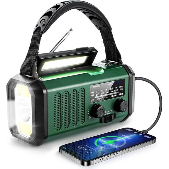 Hand Crank Emergency Radio, NOAA Weather Radio with AM/FM Solar Radio,10000mAh Rechargeable Battery Powered, USB-C Charger, Flashlight, SOS Alarm, for Storm, Hurricanes Outdoor Survival Emergencies