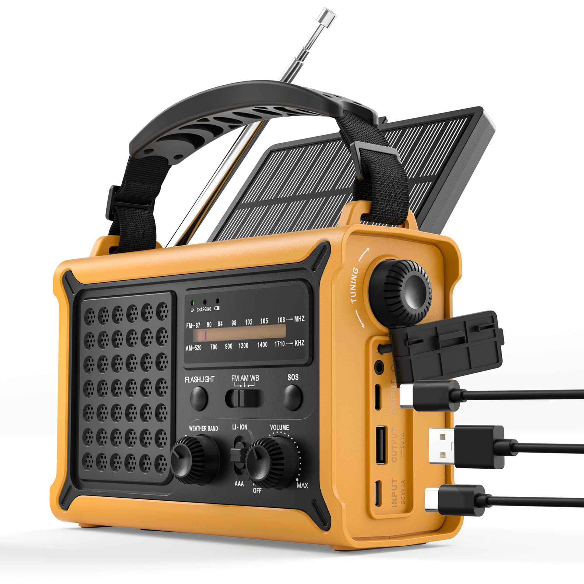 Hand Crank Emergency Radio Solar With 12000mah Power  Noaa/am/fm/weather Alert 5w Led Flashlight & Reading Lamp For Hurricanes Blizzards Outage Gear