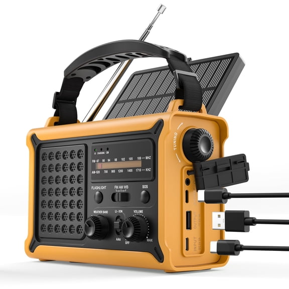 Hand Crank Emergency Radio Solar With 12000mah Power  Noaa/am/fm/weather Alert 5w Led Flashlight & Reading Lamp For Hurricanes Blizzards Outage Gear