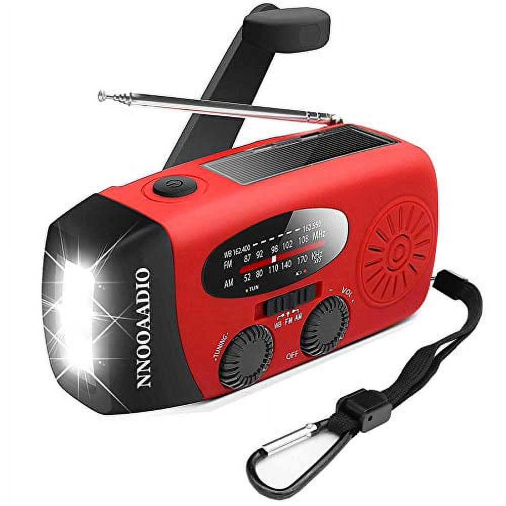 Hand Crank Emergency Weather Radio, Solar Battery Operated Survival NOAA AM FM Radio Portable with 3 LED Flashlight Kit, Built-in 1200mAh Power Bank & USB Charger - image 1 of 3