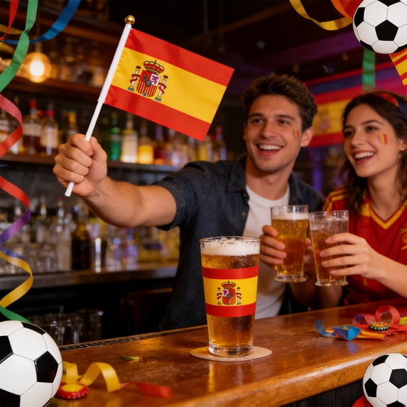 Hand Crank Flags for Football Sporting Events, Small Handheld Fans Flags for Parties, Vibrant Nylon Cheering Flags with Plastic Pole(Multicolor E)