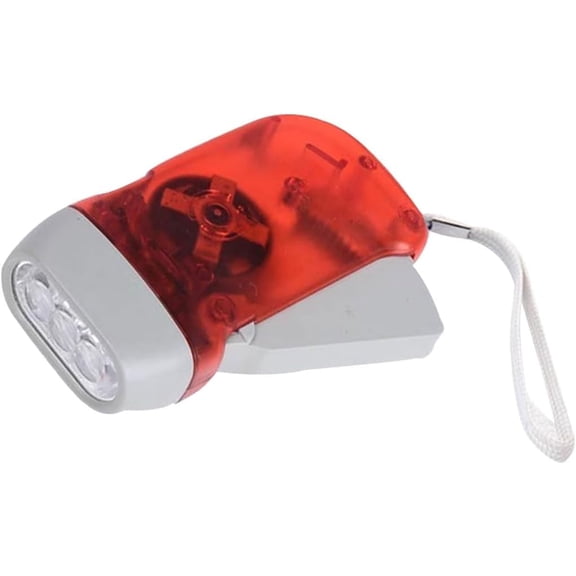 Hand Crank Flashlight Portable Wind Up Flashlights with Wrist Rope, Press-Type Emergency Flashlight, No Battery Required Torch, for Camping Hiking Outdoor Sports(Red Color,1 pcs)