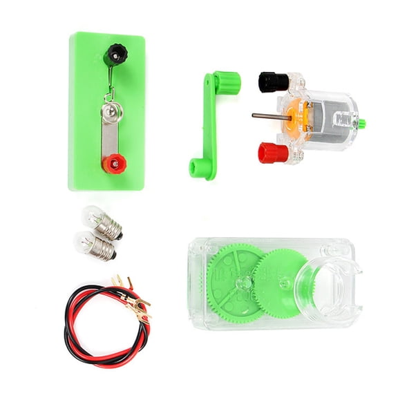 Hand Crank Generator Motors Set Hand Generator Motor Assemble Kits with Bulb Holder Hand Cranked Power Generator Science