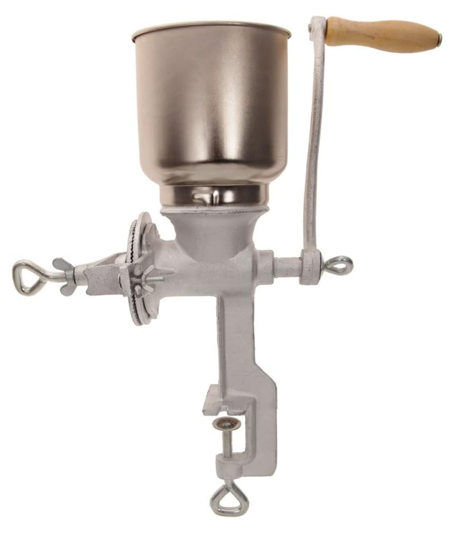 Hand Crank Grain Mill, Hand Cranking Operation Grain Grinder Table