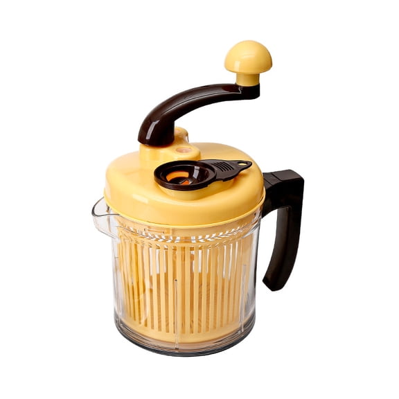 Hand Crank Manual Food Processor, Multi-function Meat Grinder, Vegetable Dicer, Fruit Blender, Rotary Onion Chopper with Egg Separator for Kitchen Food Prep,Yellow