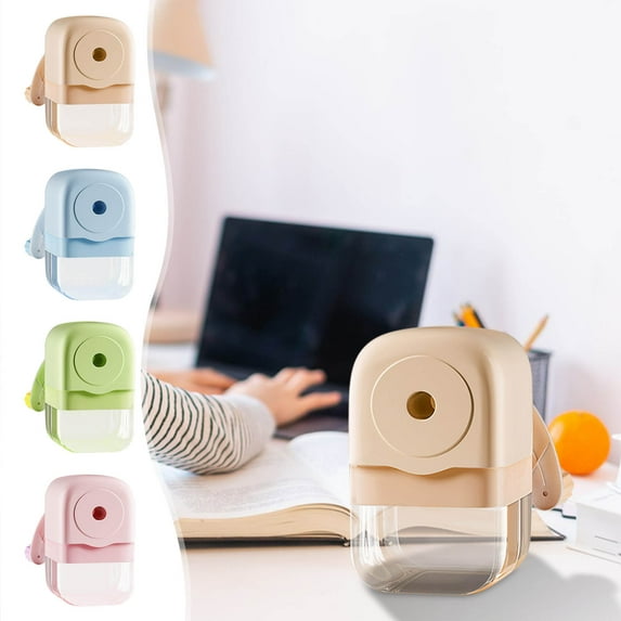 Hand-Crank Manual Pencil Sharpener, Transparent Shavings Collector, Durable Classroom Desktop Sharpening Tool for Graphite Colored Pencils