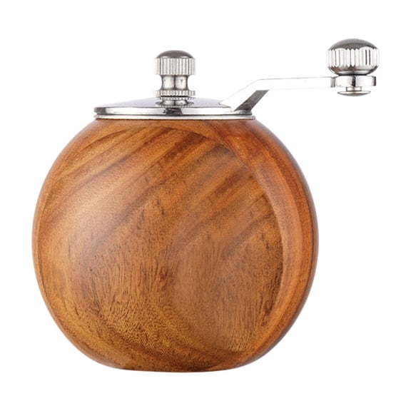 Hand Crank Mini Circular Spice Grinder With Wooden Ball Natural Wood Body Stainless Steel Mechanism 1 Count