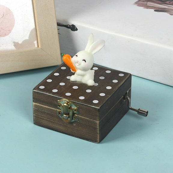 Hand Crank Music Box, Mini Wooden Animal Music Box, Handicraft Ornaments, for Child Unisex Christening Home Decoration(G)