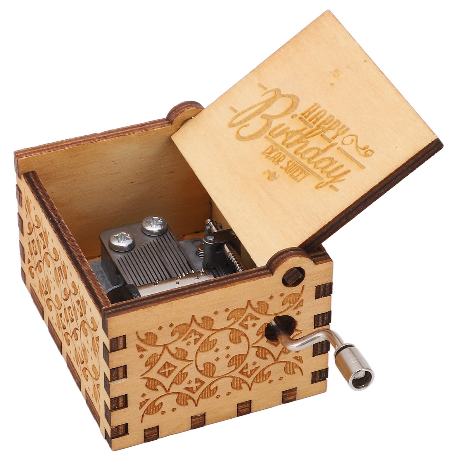 Hand Crank Music Box, Wooden Mechanical Hand Crank Music Box Musical