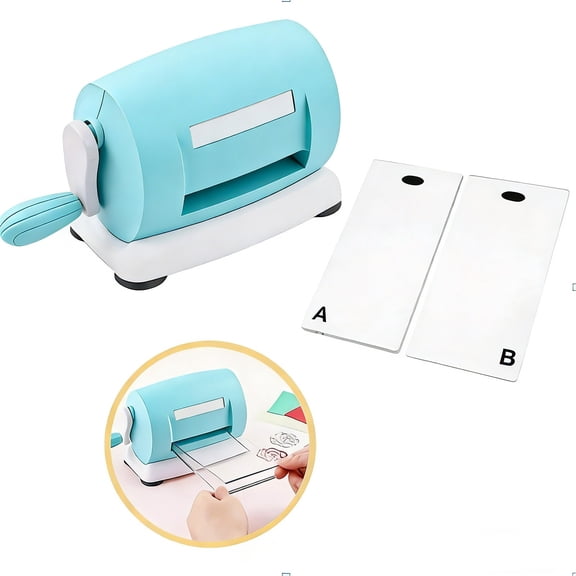 Hand Crank Paper Cutting & Embossing Machine, DIY Craft Tool for Greeting Cards, Scrapbooking & 3D Art Projects Blue